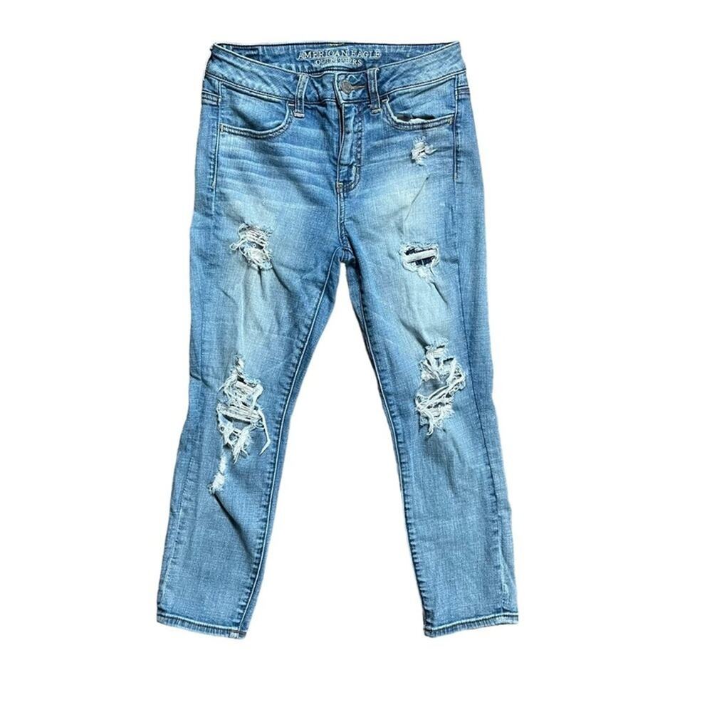 American Eagle Womens Size 4 Hi Rise Distressed Jegging Crop